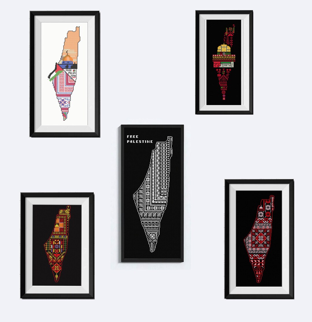 Palestine Map Tatreez Pattern Bundle, Palestinian Cross Stitch (PDF Set ...