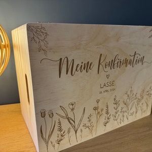 Geschenk Konfirmation, Geschenk Kommunion, Taufe, personalisiert, Erinnerungsbox aus Holz, personalisierte Kiste, Holzkiste, Aufbewahrung, Bild 8