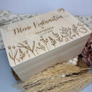 Geschenk Konfirmation Geschenk Kommunion Taufe Geschenk personalisiert Erinnerungsbox aus Holz personalisierte Kiste Holzkiste Aufbewahrung