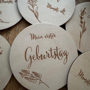 13 Meilensteinkarten aus Holz, Mein erstes Jahr, Jeder Monat, Geschenk zur Geburt, Babyparty, Holz, Baby, Holz Karten Bild 4