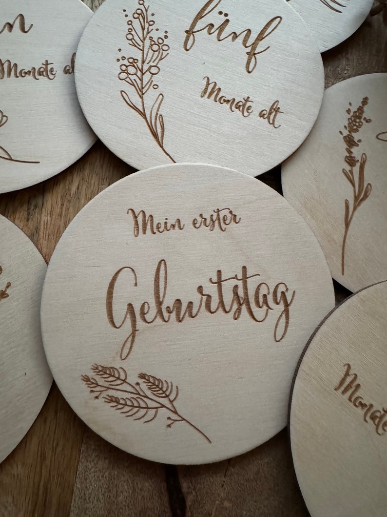 13 Meilensteinkarten aus Holz, Mein erstes Jahr, Jeder Monat, Geschenk zur Geburt, Babyparty, Holz, Baby, Holz Karten Bild 4