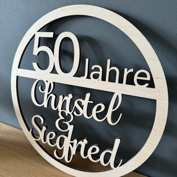 Holzring personalisiert nach Wunsch, Personalisierter Namensring aus Holz, Holzring, Geburtstag, Hochzeit, Jubiläum, goldene Hochzeit, Taufe