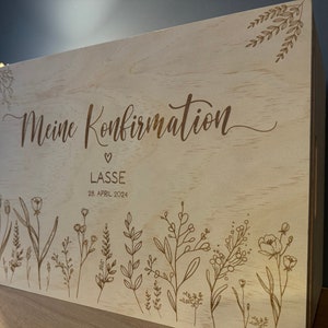 Geschenk Konfirmation, Geschenk Kommunion, Taufe, personalisiert, Erinnerungsbox aus Holz, personalisierte Kiste, Holzkiste, Aufbewahrung, Bild 4