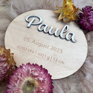 Geburtsschild, Name, personalisiert, Schild aus Holz , Geburtsschild aus Holz, Geburtsverkündung, Namensschild mit Geburtsdaten