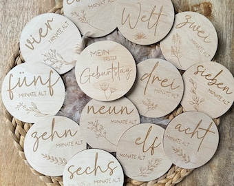 Meilensteine aus Holz, Meilensteinkarten, Mein erstes Jahr, Jeder Monat, Geschenk zur Geburt, Babyparty, Holz, Baby, Holz Karten