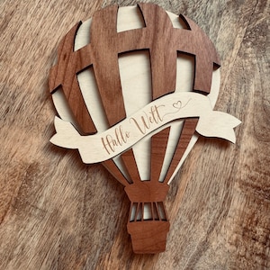 Meilensteinkarten Baby, Heißluftballon mit austauschbaren Bannern, Meilensteine aus Holz, Geschenk Geburt, Geschenk Babyparty, Meilensteine