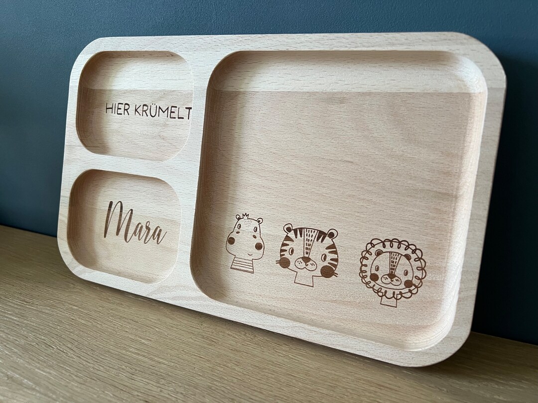 Personalisiertes Frühstücksbrettchen Aus Holz - Gravur Mit Namen Für Kinder & Babys