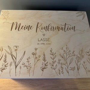 Geschenk Konfirmation, Geschenk Kommunion, Taufe, personalisiert, Erinnerungsbox aus Holz, personalisierte Kiste, Holzkiste, Aufbewahrung, Bild 9