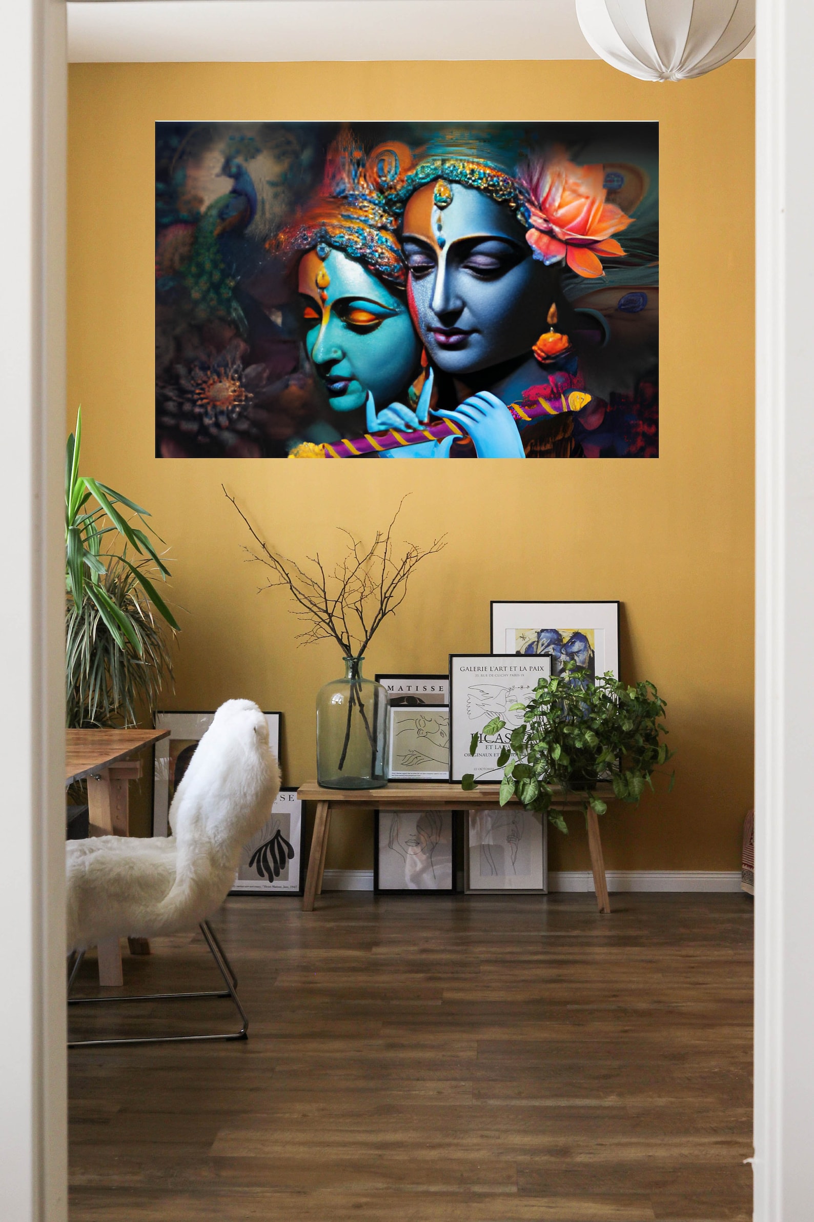 Radha Krishna Sparkle Wall Painting , Ultra Real Looking Radha Krishna