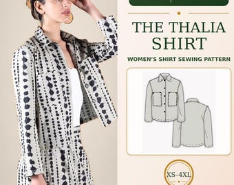 Women's shirt sewing pattern |  Workwear pattern |  Office shirt pattern | Women's blouse pattern | Straight shirt pattern | PDF pattern