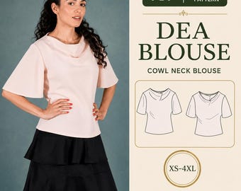 Cowl Neck Top Sewing Pattern PDF, Draped Blouse Pattern, Loose Fit Top Pattern, Women Sewing Pattern, Easy Sewing Pattern XS-4XL