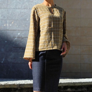 Blus med lyktaärm PDF-sömnadsmönster, nyckelhålsringning, XS-XXXL bild 4