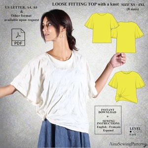 Top sewing pattern | Blouse sewing pattern | Summer sewing pattern | Short sleeve Top Pattern | Printable pattern | Women PDF Sewing Pattern