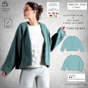 Women jacket pattern | Winter coat pattern | Short coat sewing pattern | Printable pattern | Modern pattern | Women PDF Sewing Pattern