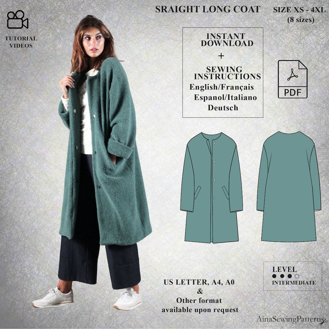 Women Coat Pattern Winter Coat Pattern Long Coat Sewing Pattern
