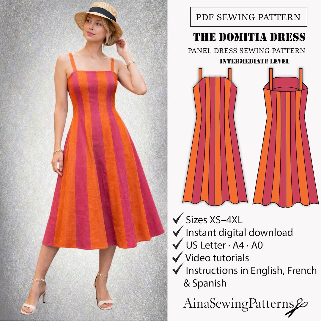 Panel Dress PDF Sewing Pattern | Flared Dress Pattern for Women