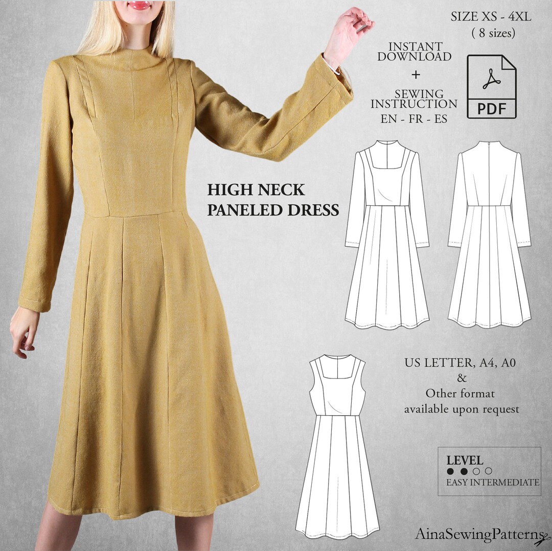 Dress Sewing Pattern Flared Dress Pattern Paneled Dress Etsy