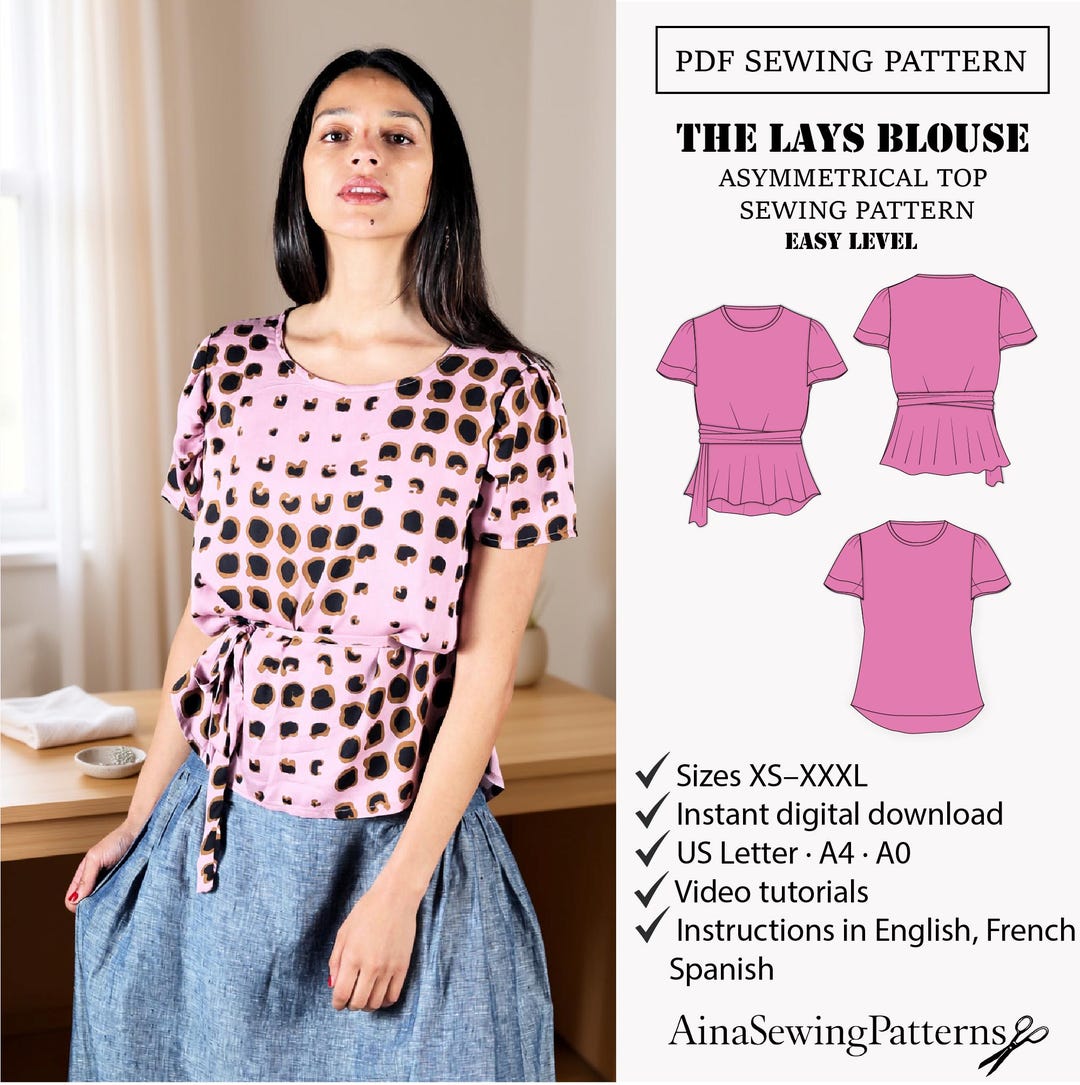 Gathered Blouse Sewing Pattern | High Low Top Pattern | Women Blouse ...