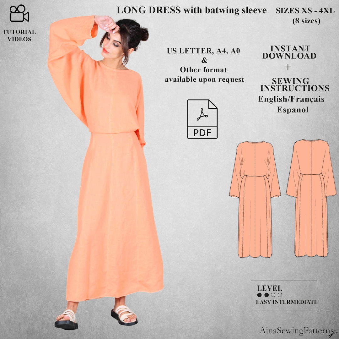Boho Dress Sewing Pattern Summer Dress Sewing Pattern Long - Etsy