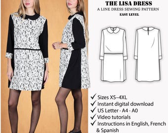 Peter Pan Collar Dress Pattern | Women Dress Sewing Pattern | Romantic Dress Sewing Pattern | A-line Dress Sewing Pattern | PDF Pattern
