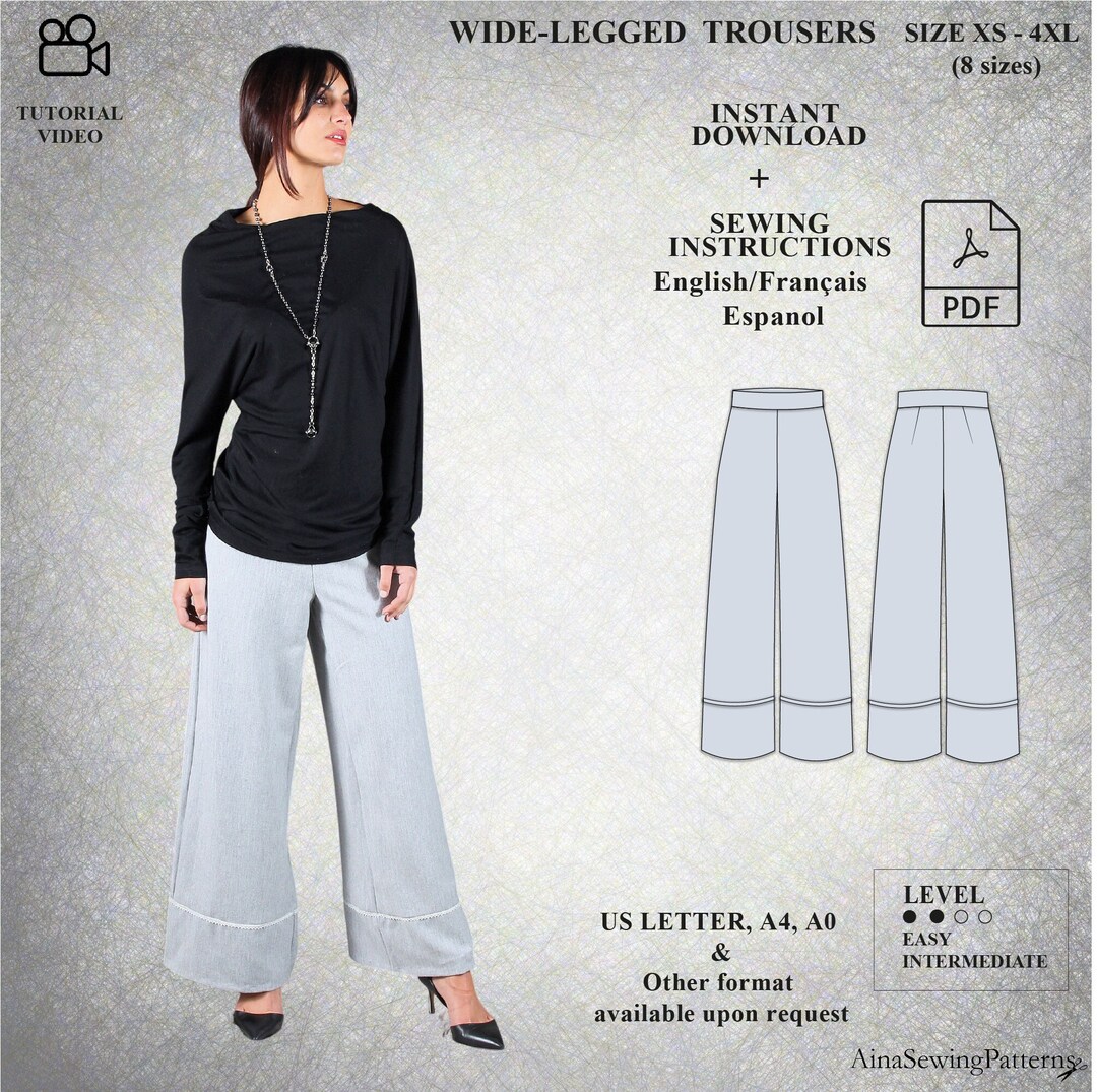 Women Pants Sewing Pattern Wide Leg Pants Pattern Wide Pants Sewing