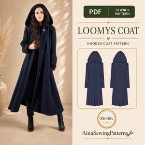 Hooded coat pattern | Winter coat pattern | Long coat sewing pattern | Flared coat pattern | Modern pattern | Women PDF Sewing Pattern