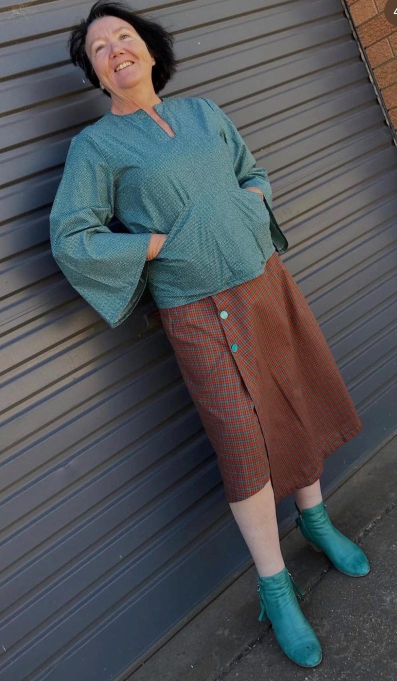 Blus med lyktaärm PDF-sömnadsmönster, nyckelhålsringning, XS-XXXL bild 11