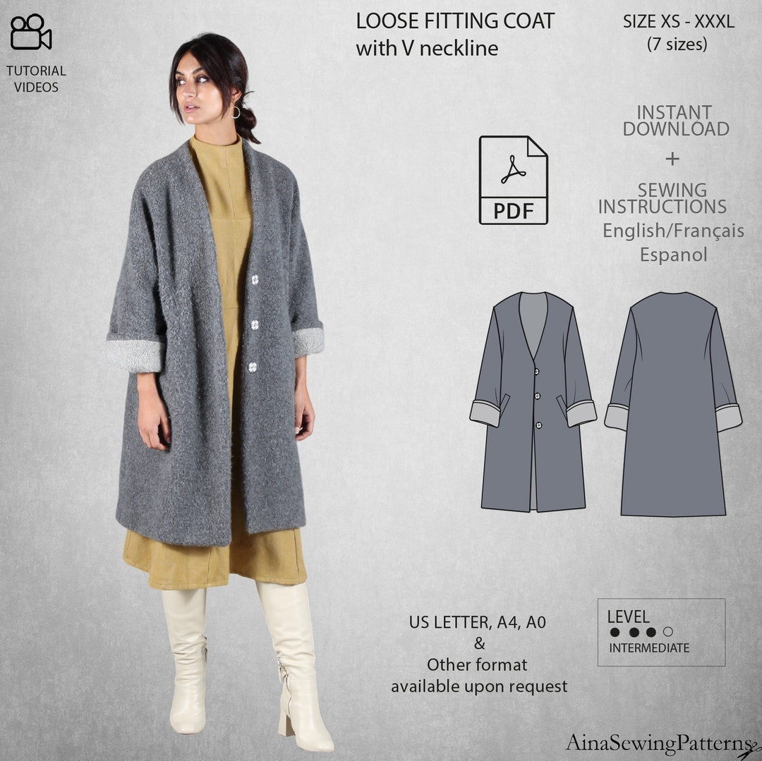 Women Coat Pattern Winter Coat Pattern Long Coat Sewing - Etsy