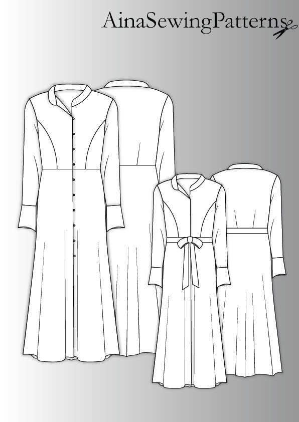 Buttonned Dress Pattern Long Dress Sewing Pattern Summer Sewing Pattern ...