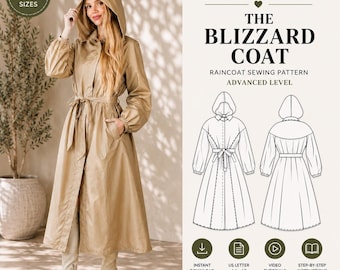 Raincoat Pattern | Trench Coat PDF | Windbreaker Pattern | Women’s Coat Pattern | Hooded Parka Pattern | Digital Sewing Pattern