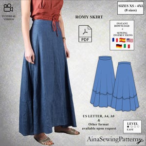 Women skirt pattern | Easy skirt pattern | Maxi skirt sewing pattern | Flared skirt Pattern | Long Skirt Pattern | PDF Sewing Pattern