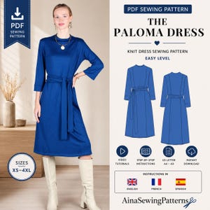 easy jersey knit dress pattern Jersey Midi Dress Sewing Pattern