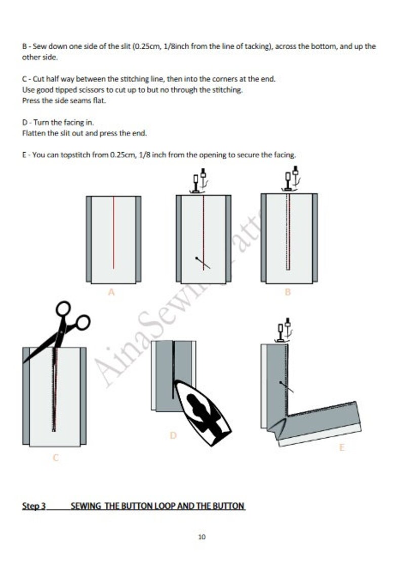 Blus med lyktaärm PDF-sömnadsmönster, nyckelhålsringning, XS-XXXL bild 13