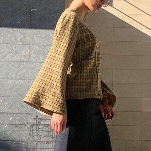 Blus med lyktaärm PDF-sömnadsmönster, nyckelhålsringning, XS-XXXL bild 3