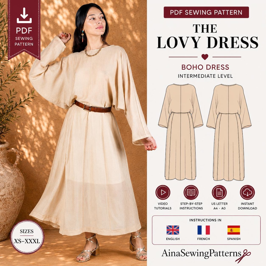 bohemian dress patterns to sew Boho Dress Sewing Pattern | Summer Dress Sewing Pattern | Long Dress Sewing  Pattern | Maxi Dress Pattern | Women PDF Sewing Pattern