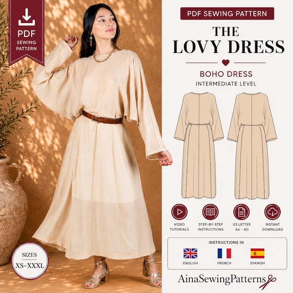 boho summer dress patterns Boho Dress Sewing Pattern | Summer Dress Sewing Pattern | Long Dress Sewing  Pattern | Maxi Dress Pattern | Women PDF Sewing Pattern
