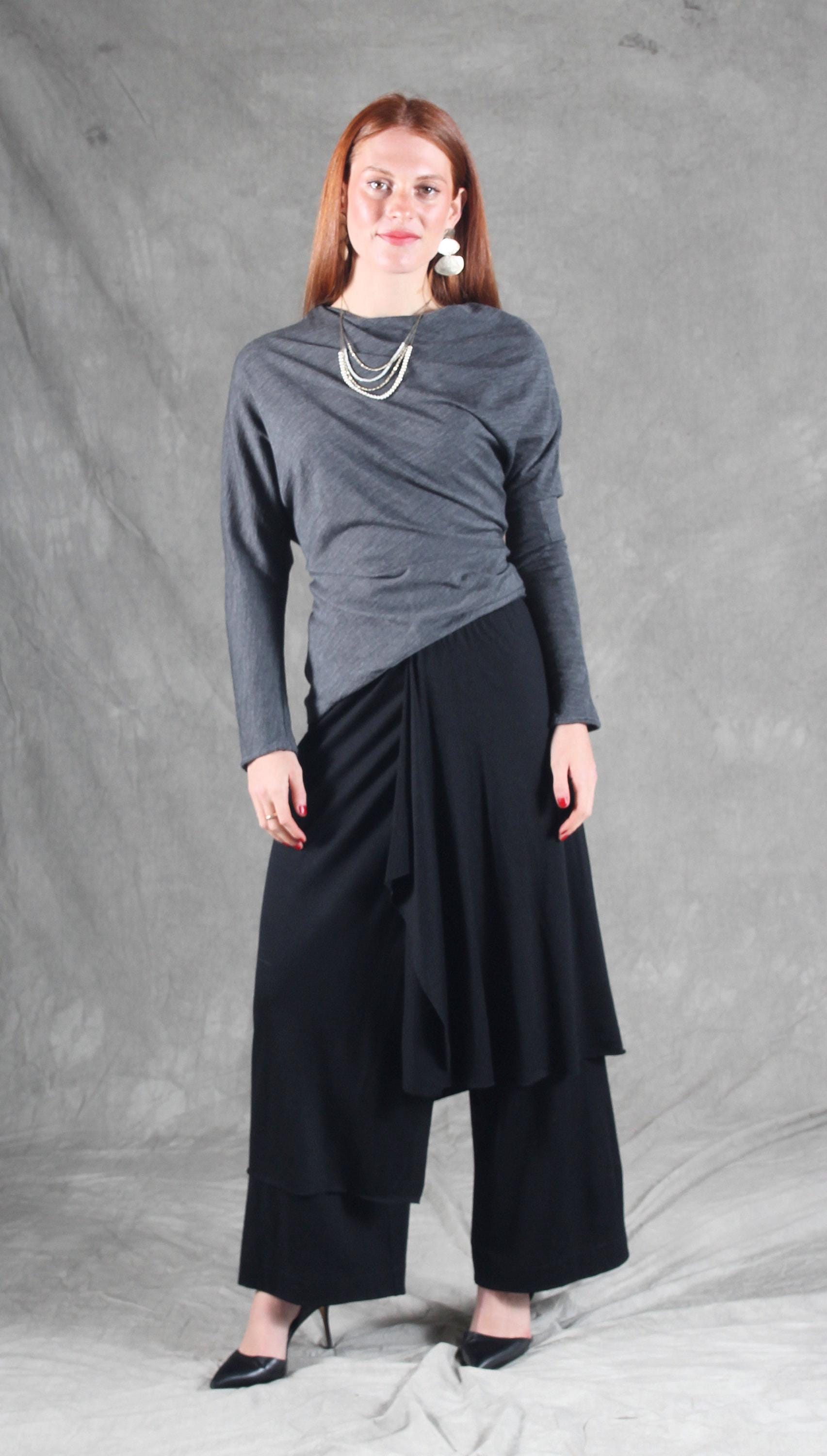 パンツ FLAREUP Handmade Twisted Skirt Pants MarinaVida Summer Women Ruffle Skirt Palazzo Mid Waist Pants