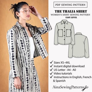 Molde para camisa feminina | Molde para roupa de trabalho | Molde para camisa social | Molde para blusa feminina | Molde para camisa reta | Molde em PDF