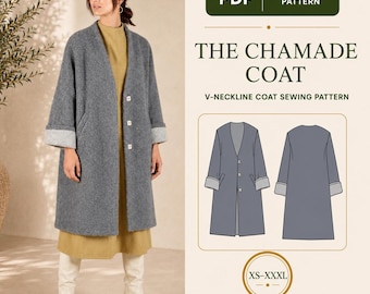 Molde em PDF para Casaco Oversized | Molde para Casaco Solto | Jaqueta com Ombros Caídos | Molde para Casaco Feminino do Tamanho XS ao XXXL