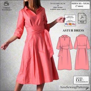 Cocktail Dress sewing pattern | Classic dress sewing pattern | Pleated dress sewing pattern | Event dress pattern | Women PDF Sewing Pattern