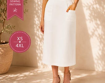 Women skirt pattern | Easy skirt pattern | High waist skirt pattern | Fitted skirt pattern | Pencil skirt pattern | PDF Sewing Pattern