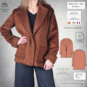 Lapel Collar Jacket Pattern | Women Jacket Pattern | Work Jacket Pattern | Straight Jacket Pattern | Designer Pattern | Women PDF Pattern
