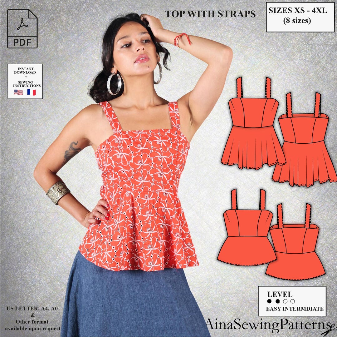 Top Sewing Pattern Summer Sewing Pattern Fitted Top Pattern Summer Top ...