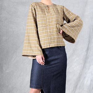 Blus med lyktaärm PDF-sömnadsmönster, nyckelhålsringning, XS-XXXL bild 5