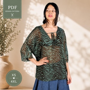 Summer top Sewing pattern | Women Tunic Pattern | Very easy pattern | Long blouse pattern | Loose Blouse pattern | PDF pattern