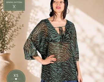 Summer top Sewing pattern | Women Tunic Pattern | Very easy pattern | Long blouse pattern | Loose Blouse pattern | PDF pattern