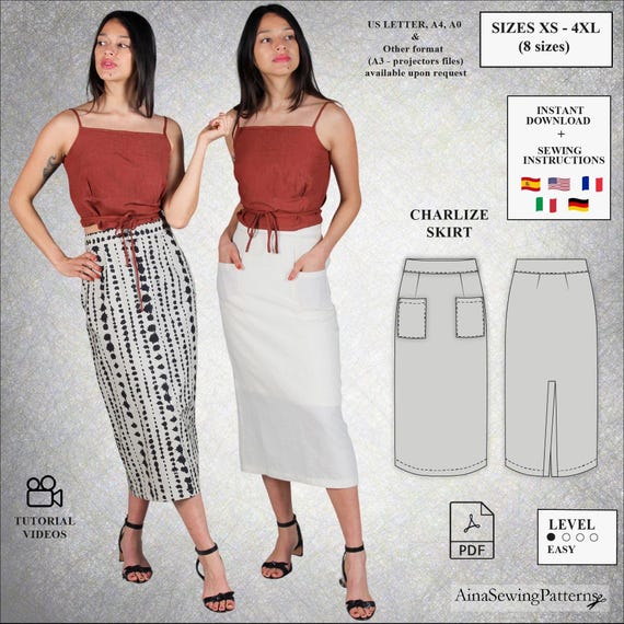 Women Skirt Pattern Easy Skirt Pattern High Waist Skirt