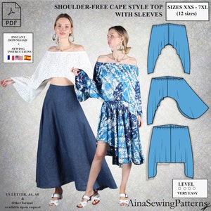 Top sewing pattern | Summer top sewing pattern | Shoulder free Top Sewing Pattern | Designer Sewing Pattern | Women PDF Sewing Pattern