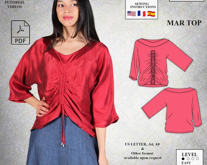 2639 - Blouse Sewing Pattern PDF - S-M-L-XL or Made to Measure Sewing ...
