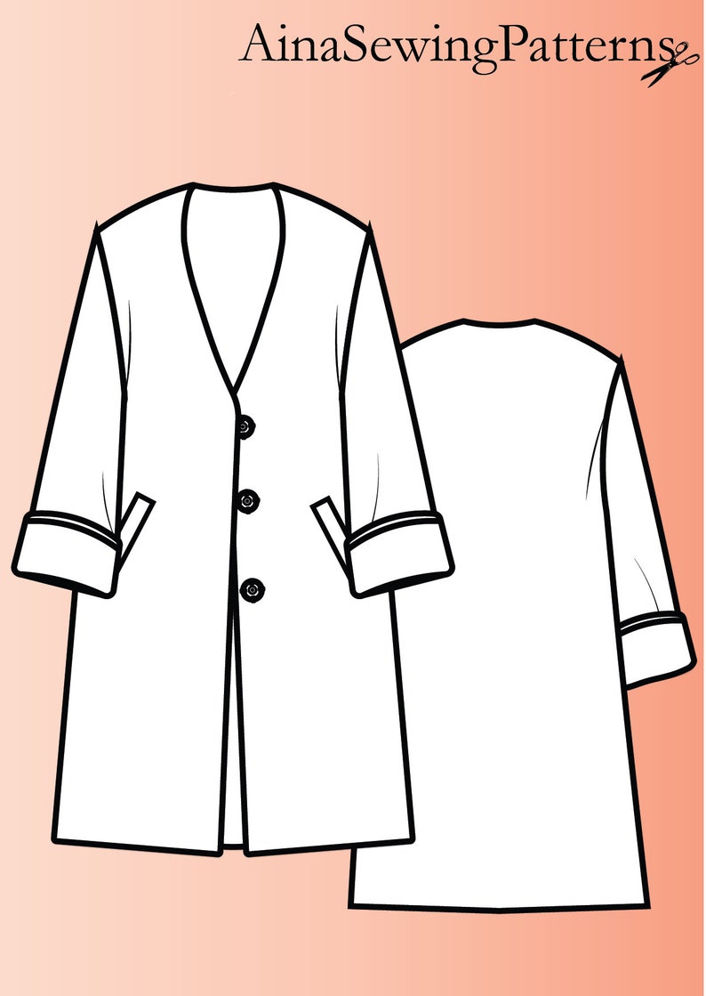 Long Coat Sewing Pattern PDF Digital Sewing Pattern Etsy
